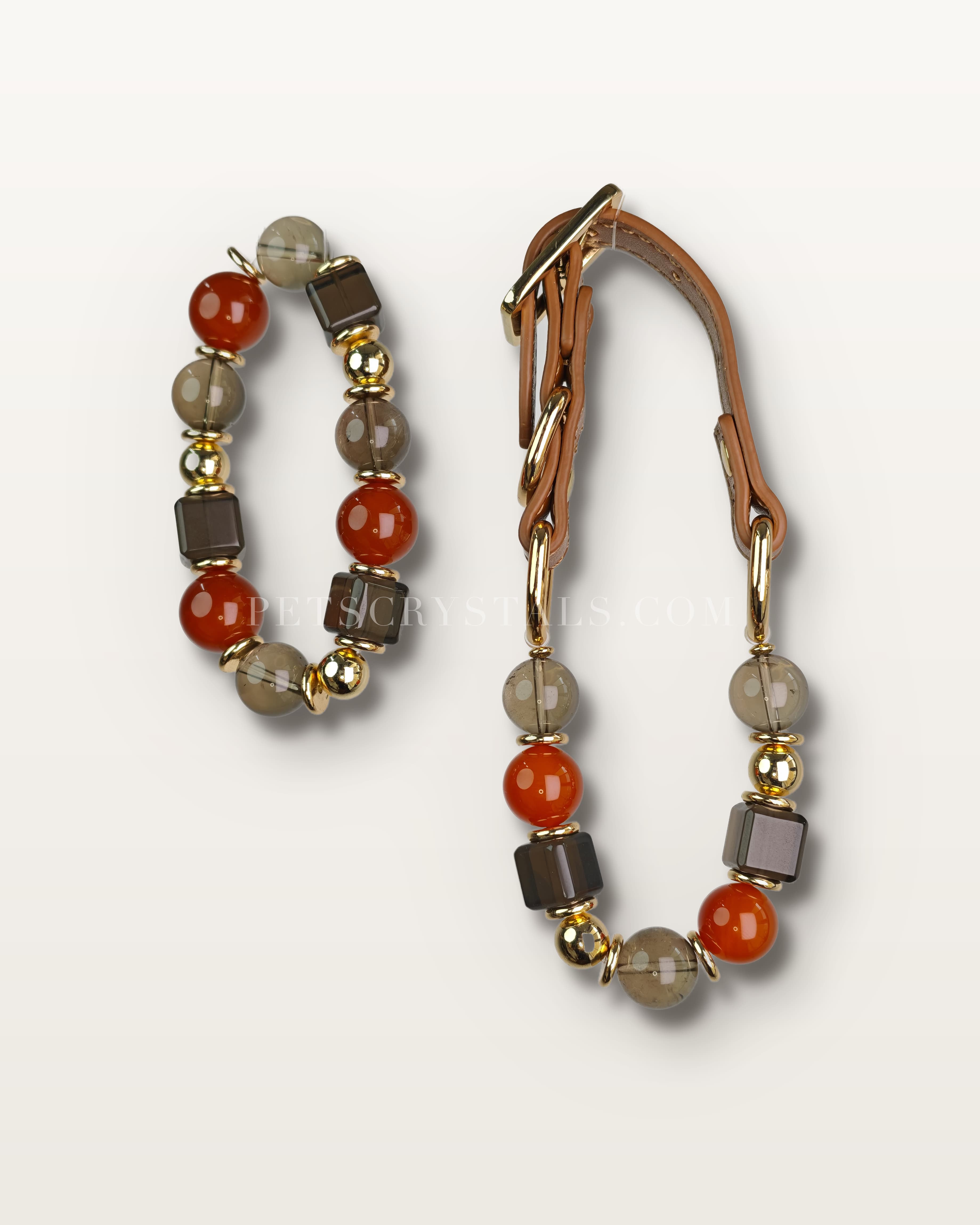 Crimson Fortune — matching Red Agate & Garnet crystal bracelet and pet collar charm set