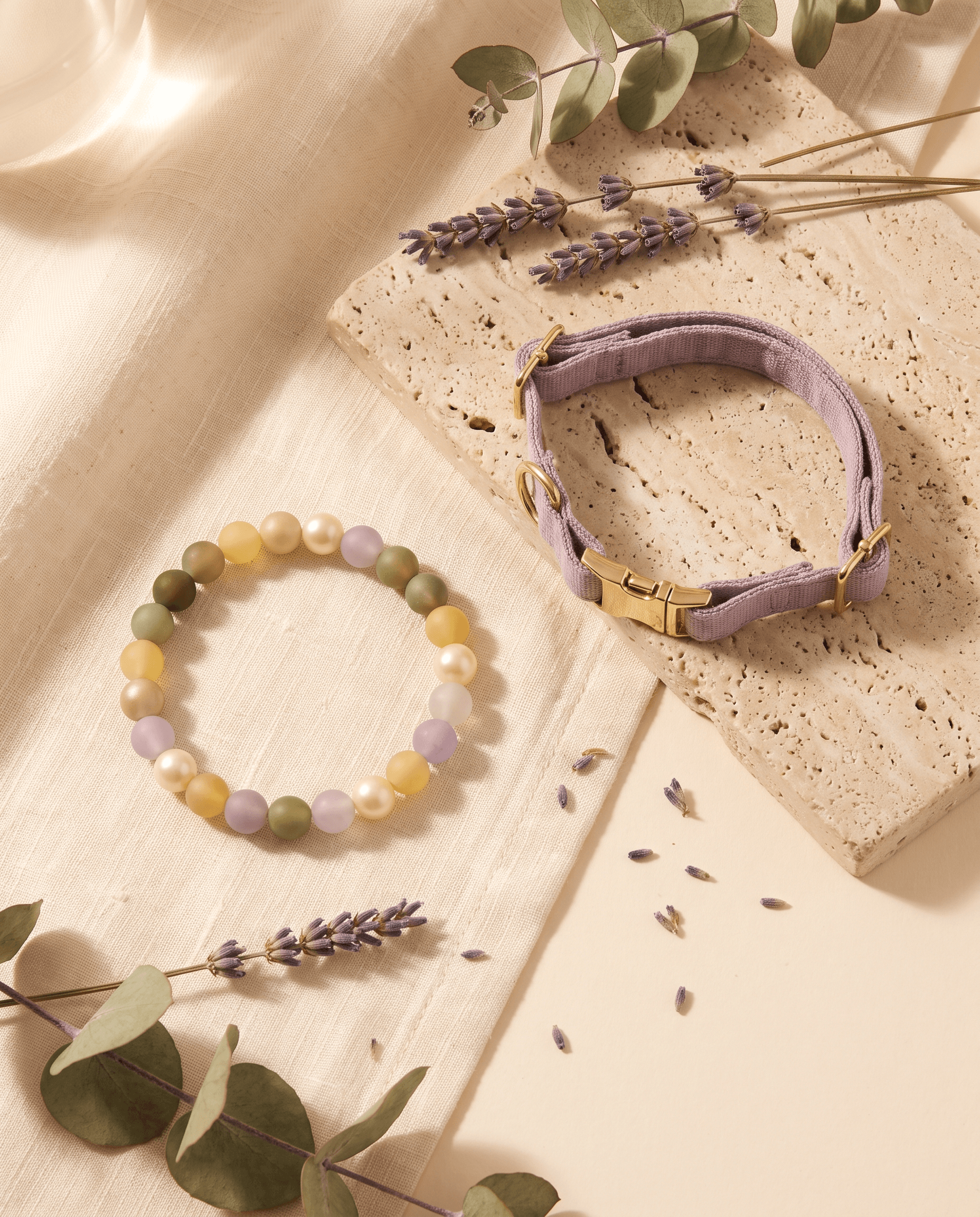 Citrine and green aventurine crystal jewellery in morning light