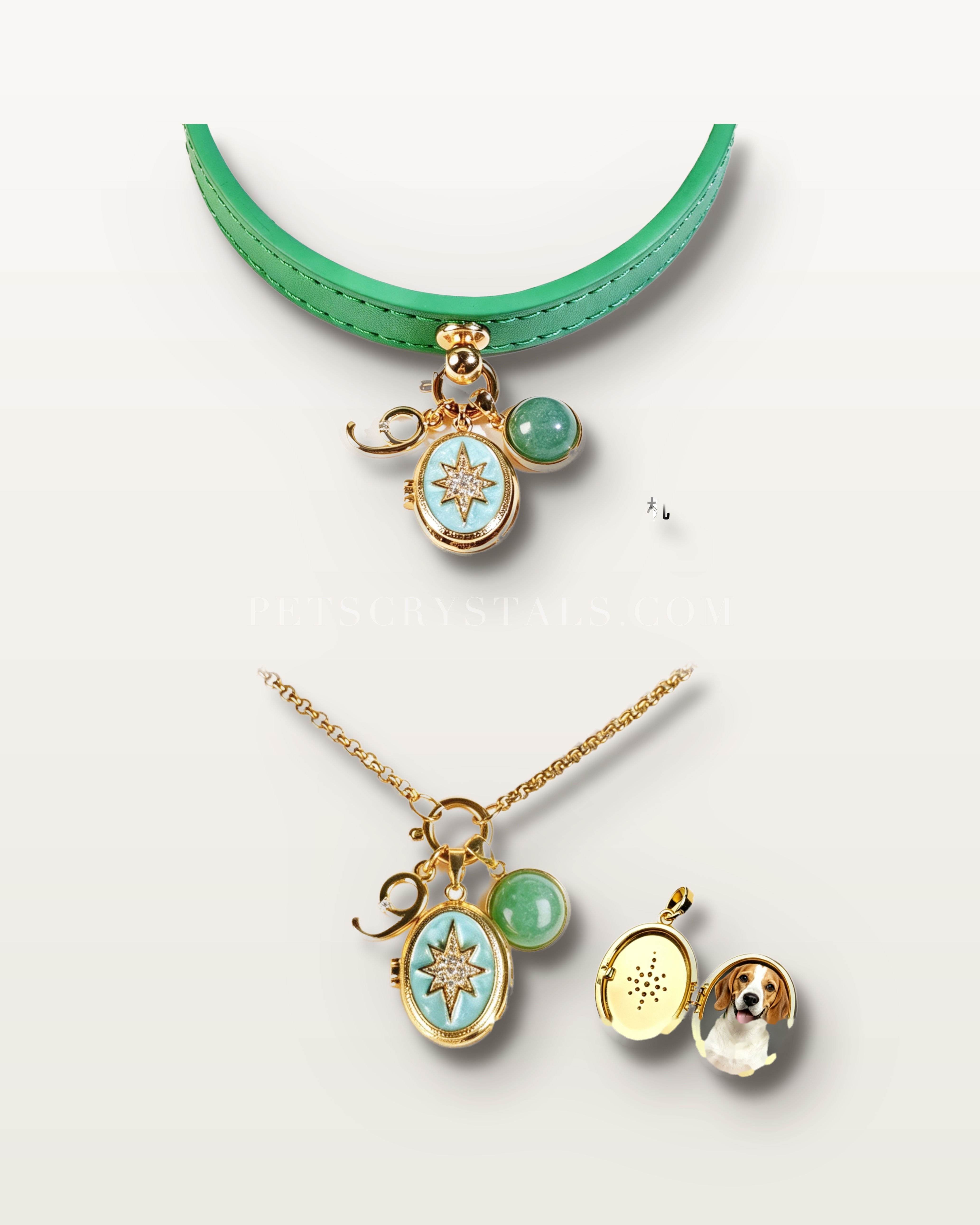 September — Green Strawberry Quartz set